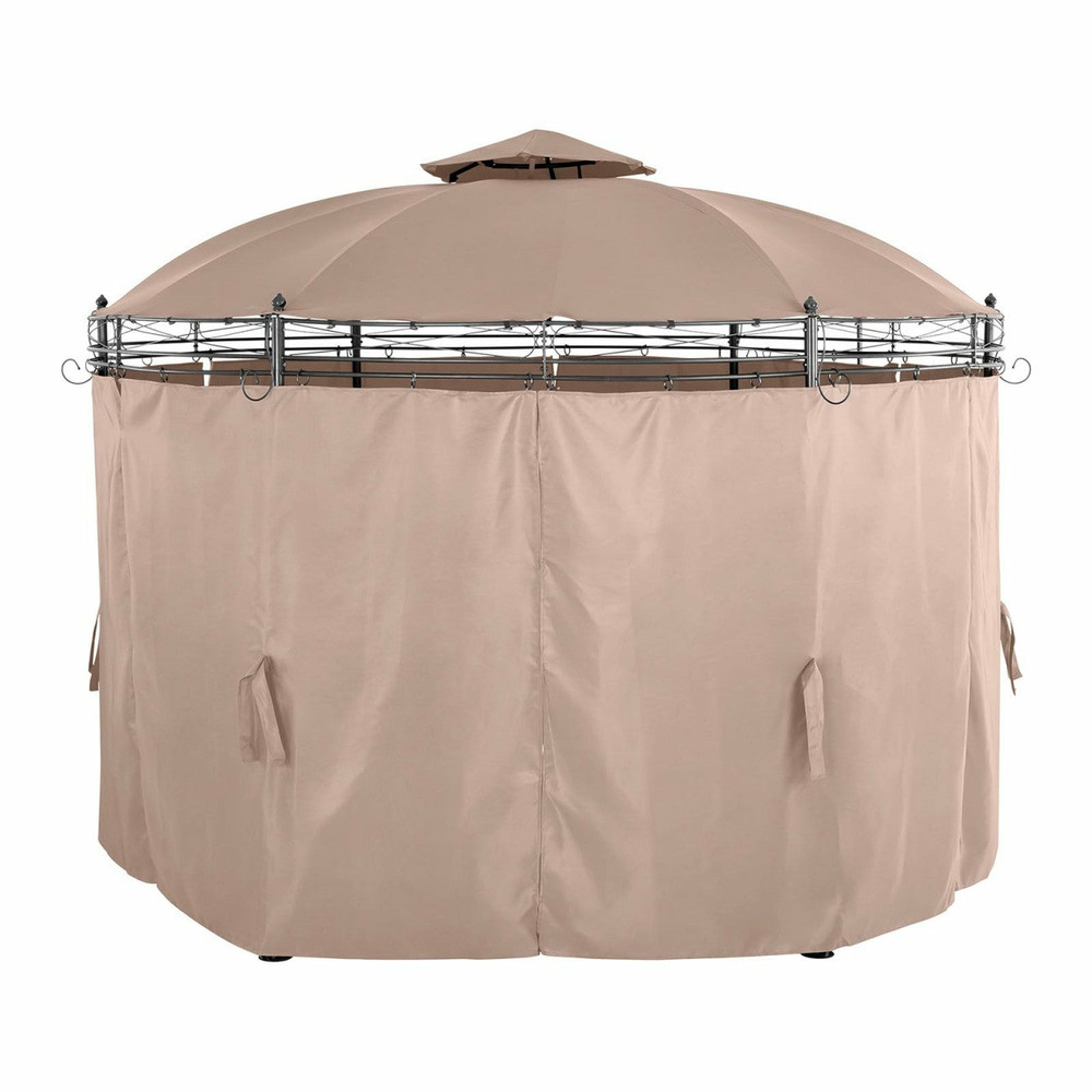 Pergola pavillon barnum tonnelle tente abri gazebo de jardin terrasse beige ronde diamètre 3,5 m 180 g/m² beige