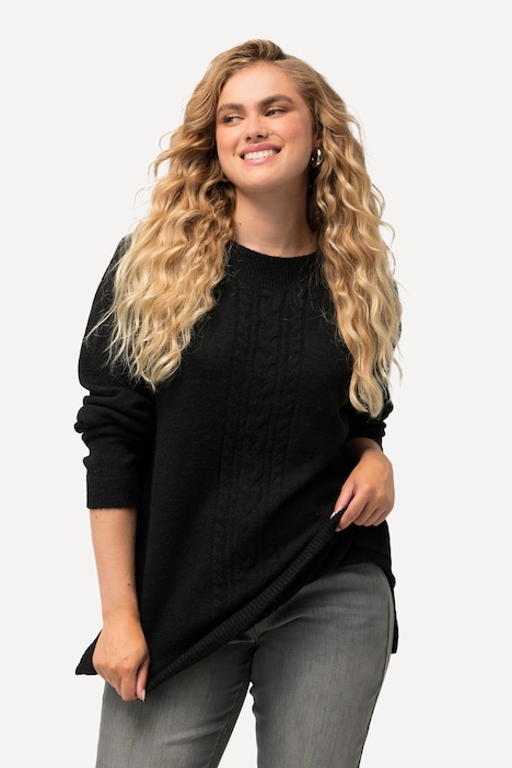 Pullover, Zopfmuster, Stehkragen, Langarm