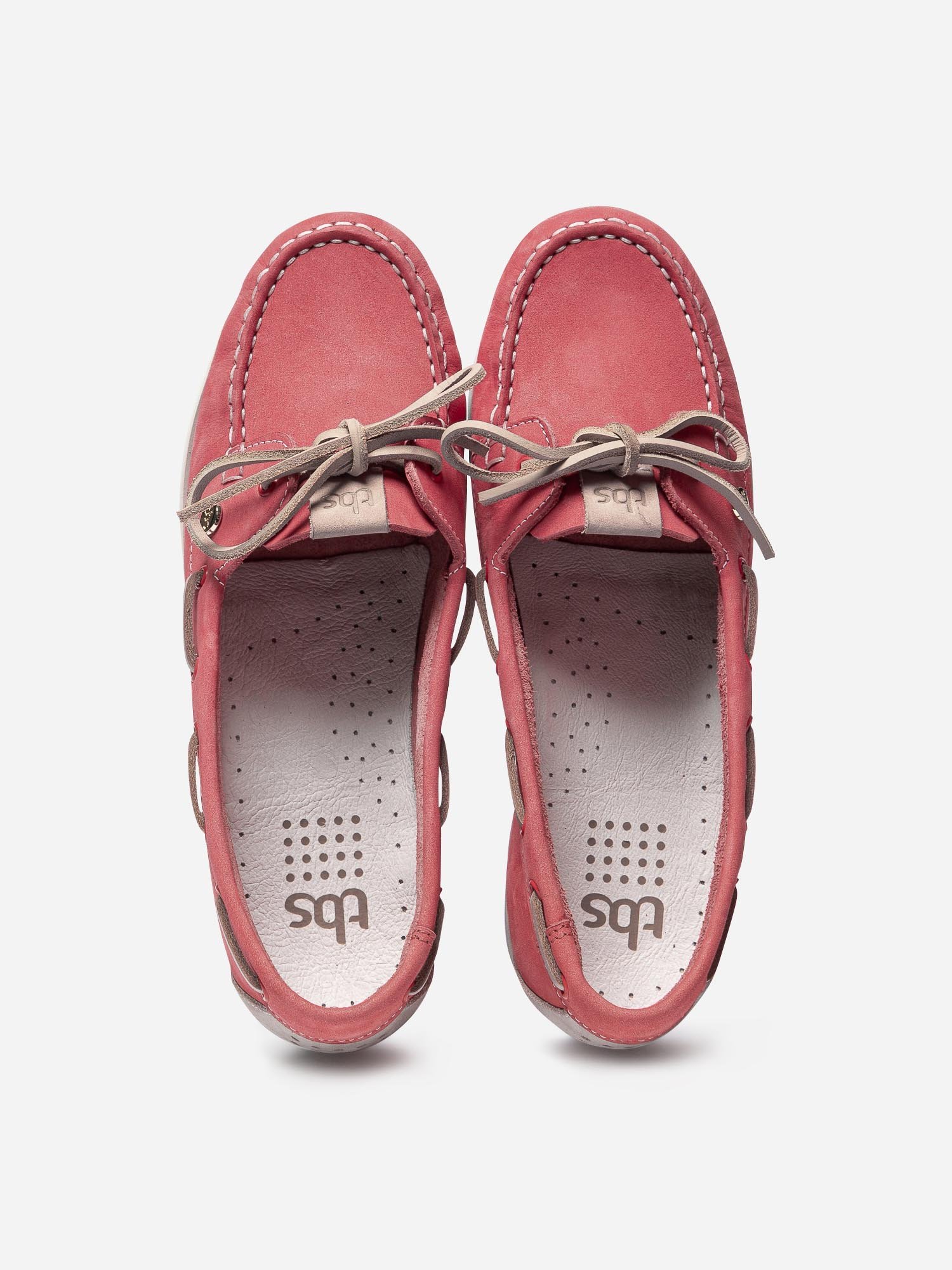 Chaussures Bateau Femme Cuir Rouge Beige