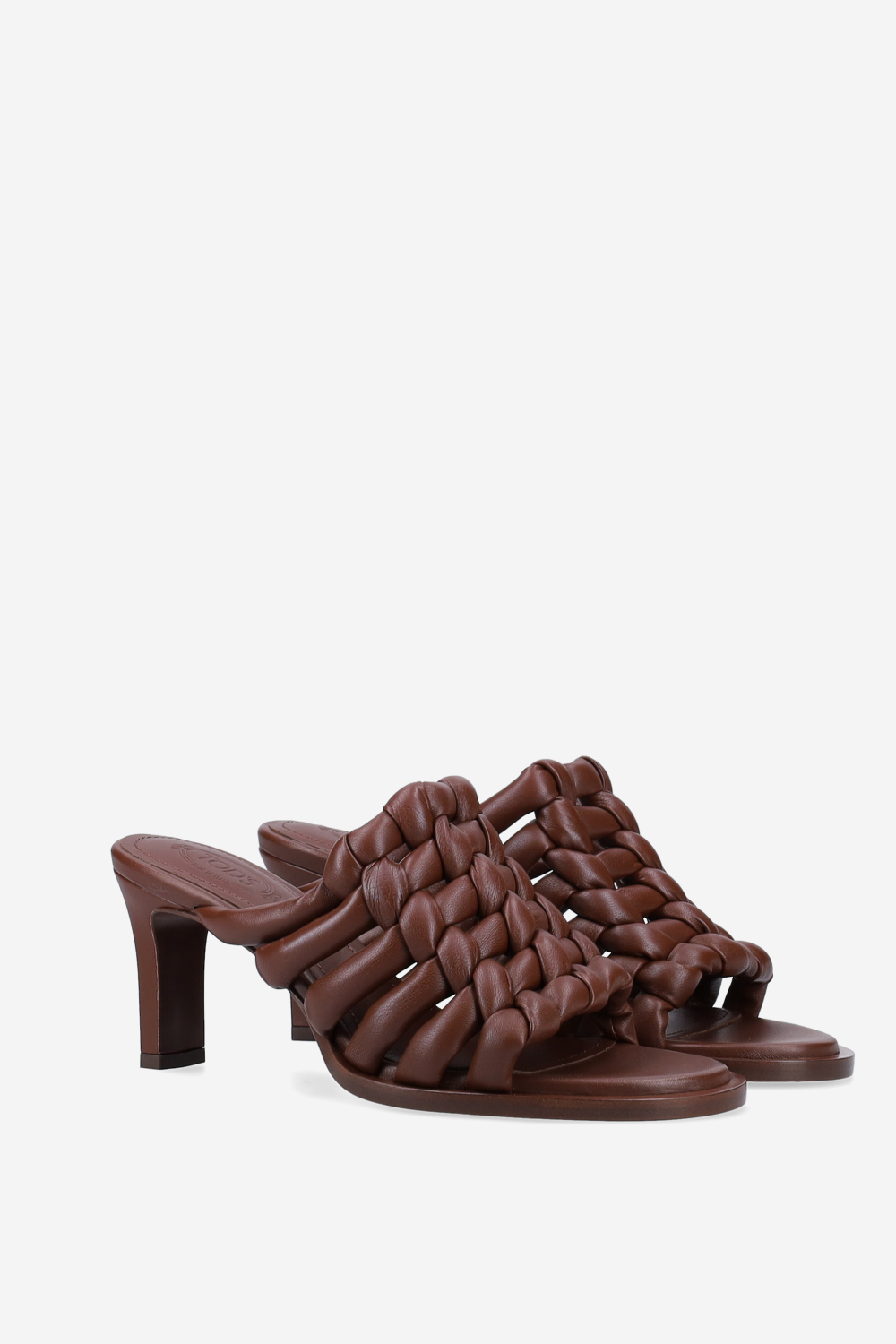 Leather braided heeled sandals