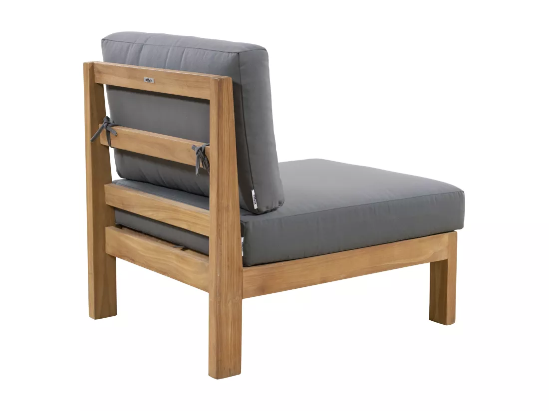 Salon de jardin en teck : un canapé 2 places, 2 fauteuils et une table basse carrée - Naturel clair et gris - SUMINI de MYLIA