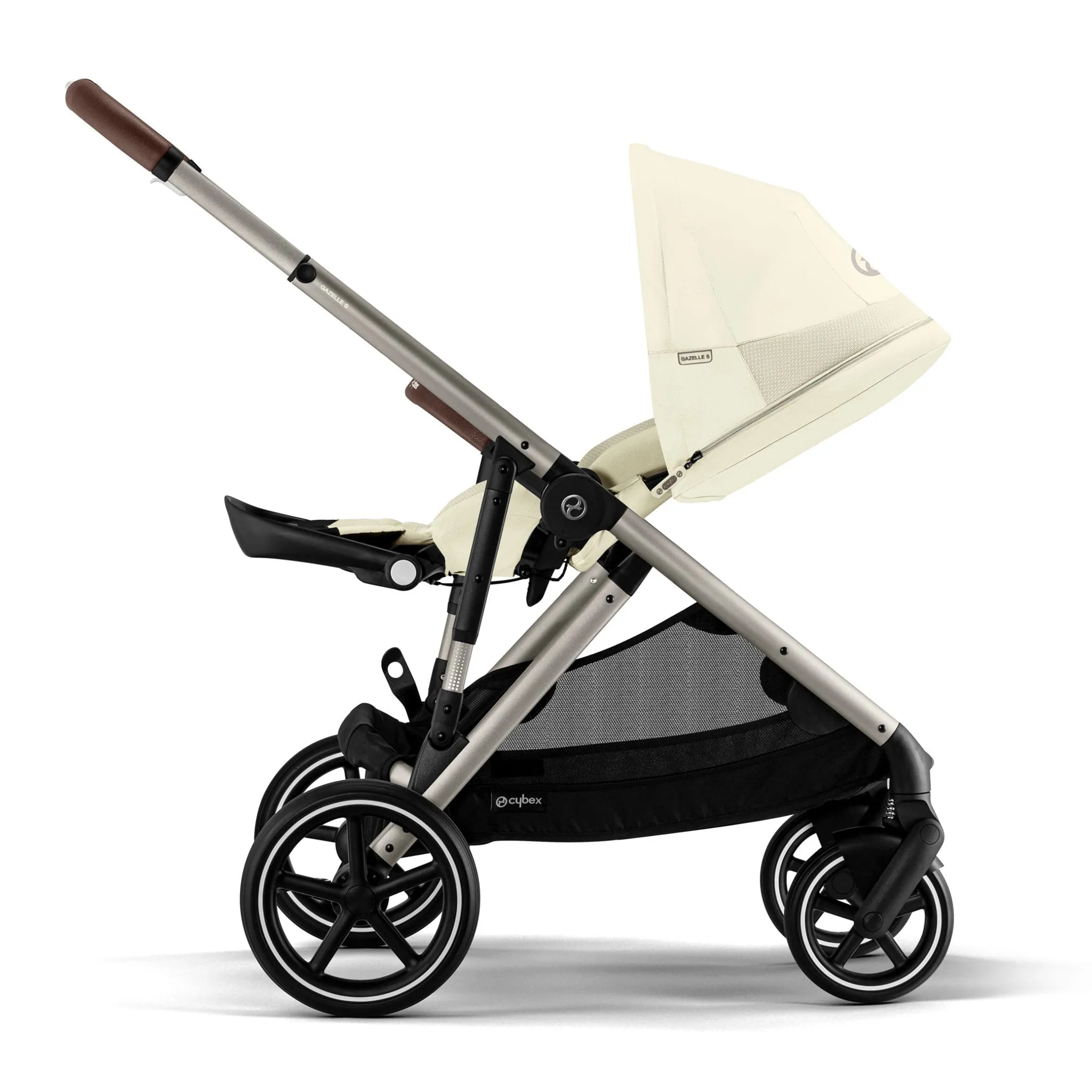 Cybex Poussette Double Gazelle S 2 – Châssis Taupe  Sièges Beige coquillage