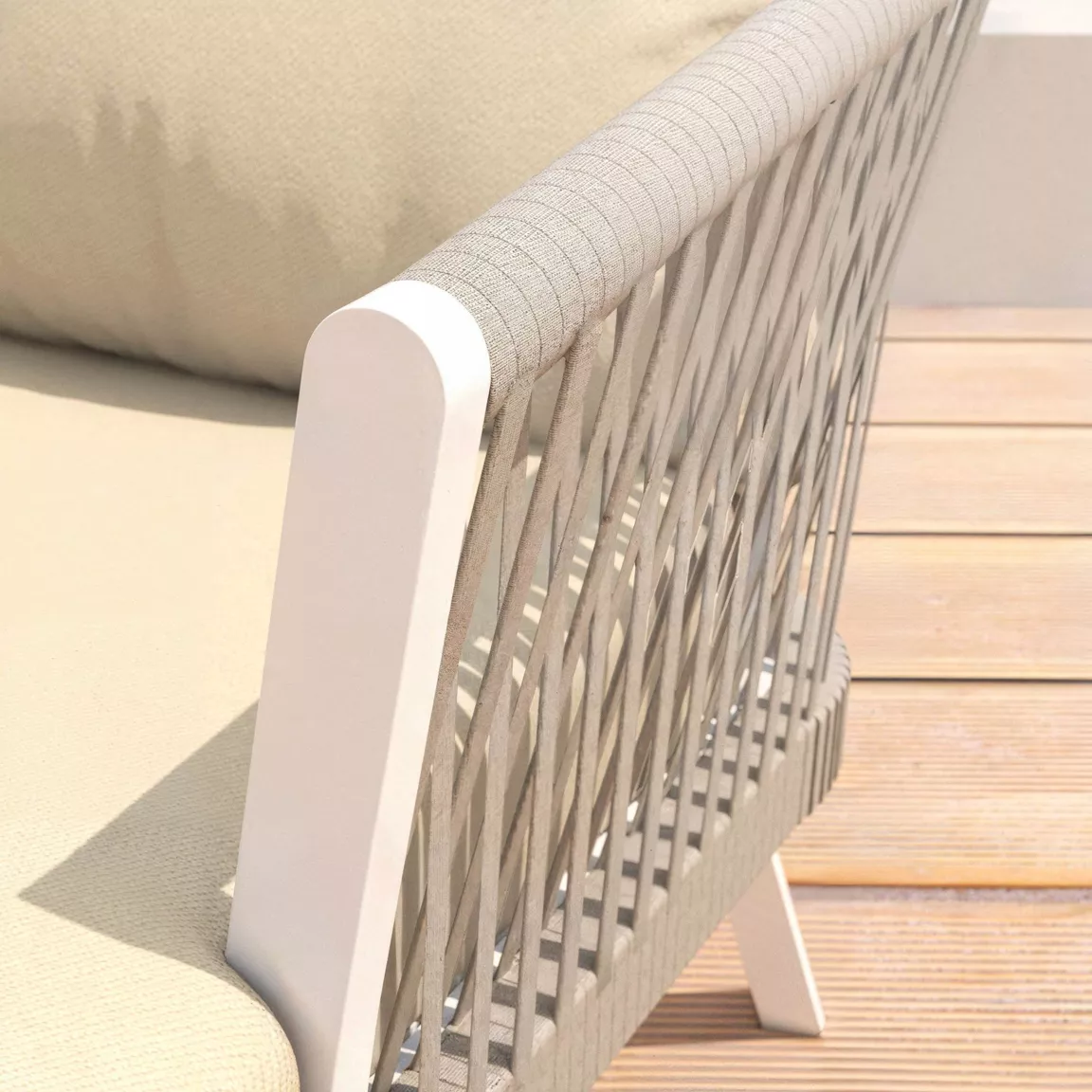 Salon de jardin en aluminium 2 places 3 pcs Amalfi Blanc et beige
