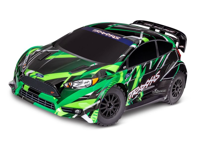 Traxxas Rally Ford Fiesta ST VXL 4WD Grün, ARTR, 1:10 Robustes RC Rallyauto mit 3S Brushless Antrieb