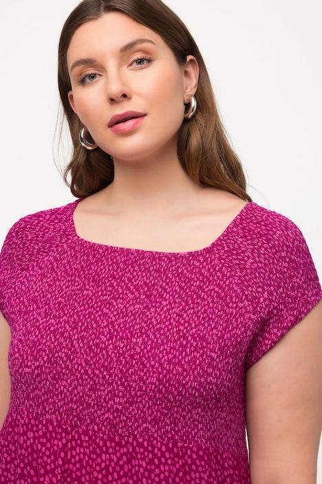 Smockkleid, A-Linie, Carree-Ausschnitt, Halbarm