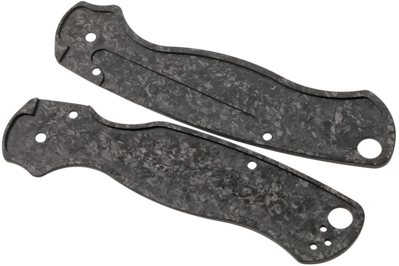 Flytanium Spyderco Paramilitary 2 Lotus Scales, shredded carbonfiber
