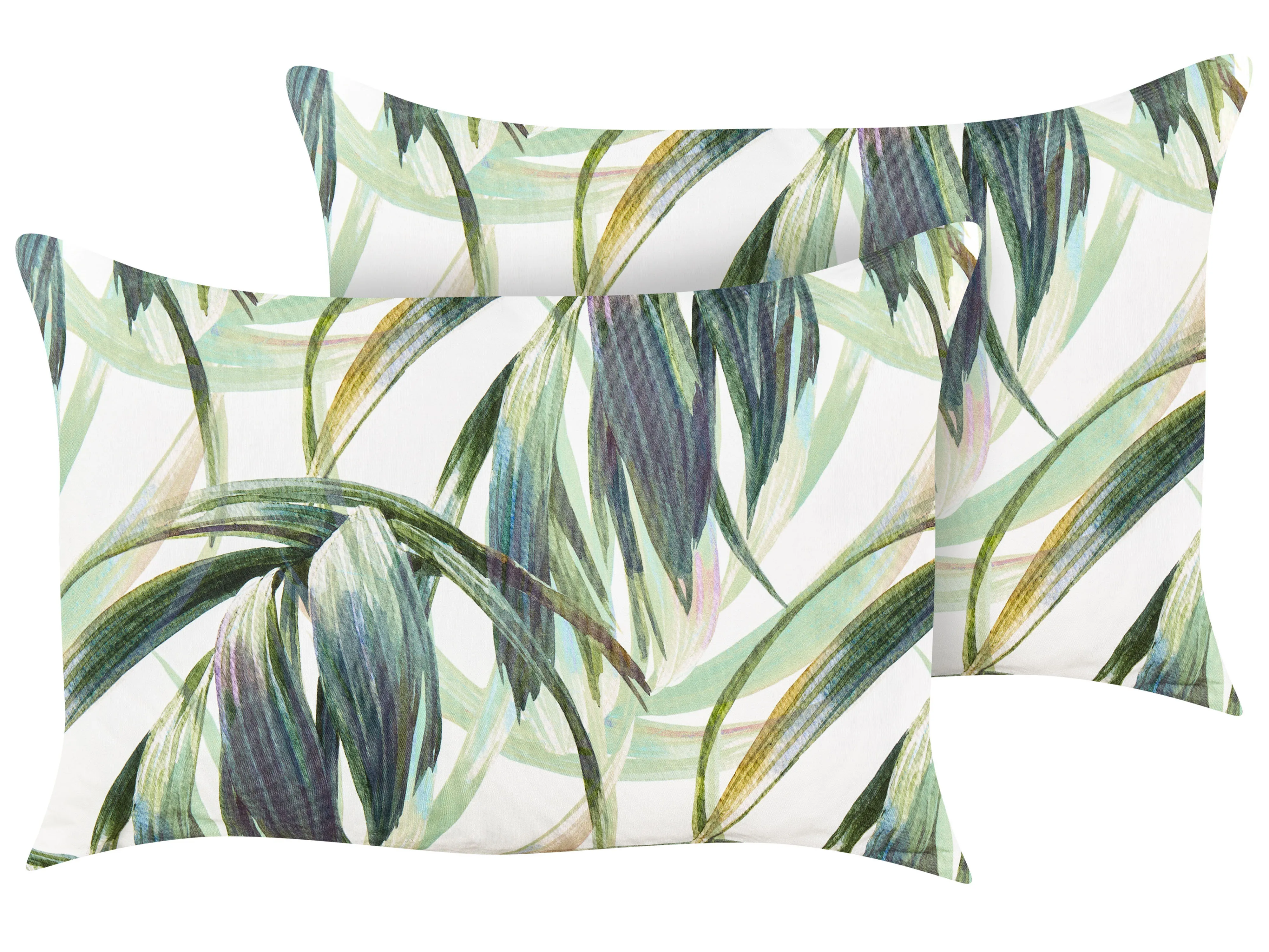 Set van 2 tuinkussens CALDERINA bladpatroon 40 x 60 cm Groen