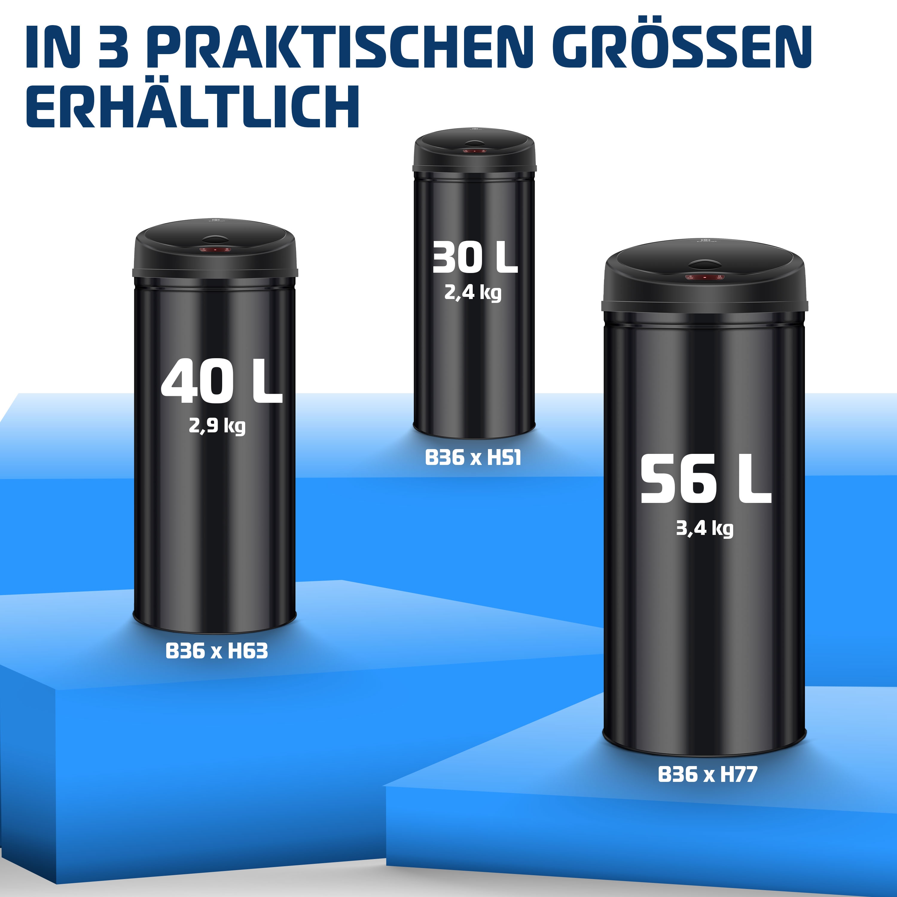 KESSER® Automatik Sensor Mülleimer Abfalleimer Abfall EDELSTAHL Papierkorb