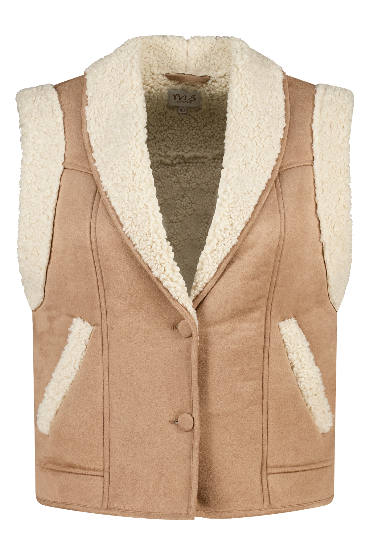 Gilet met teddy voering camel