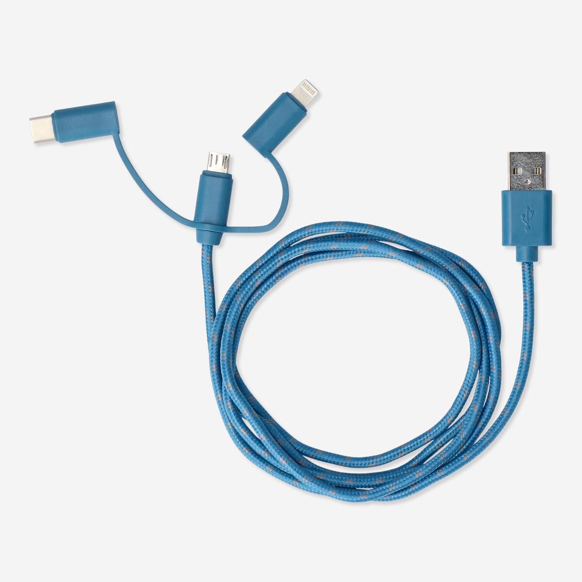 Opladningskabel. Til USB-C, Micro USB og lightning