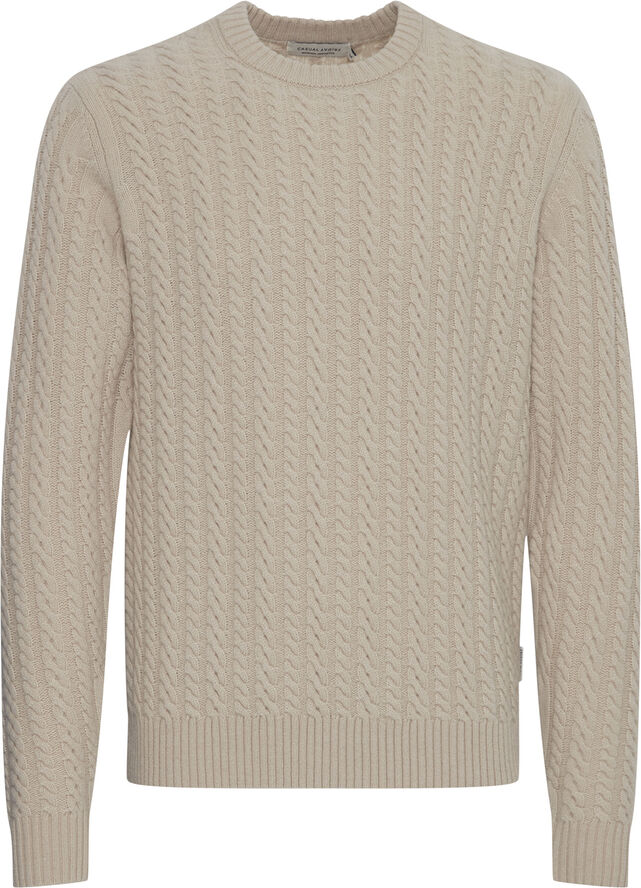 Casual Friday CFKARL cable wool mix knit Light sand