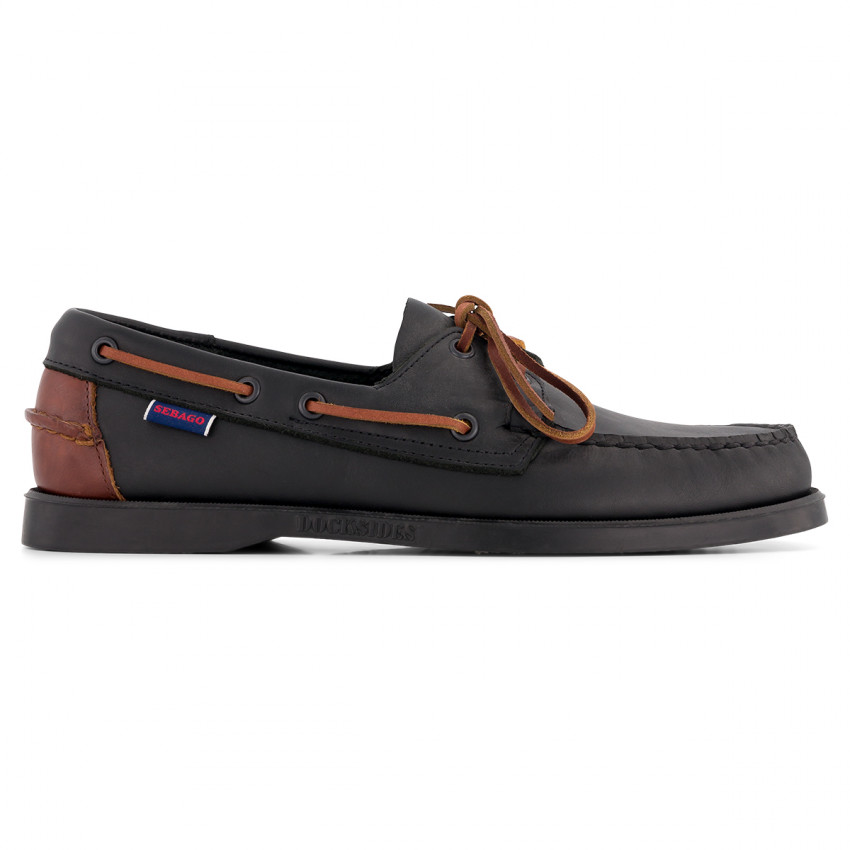 DOCKSIDES PORTLAND CUIR Black Marebago-Chaussures bateau pour homme en cuir