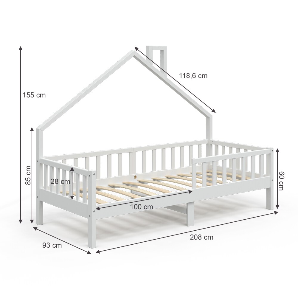 VitaliSpa Hausbett Kinderbett Spielbett Noemi 90x200cm inkl. Matratze weiß