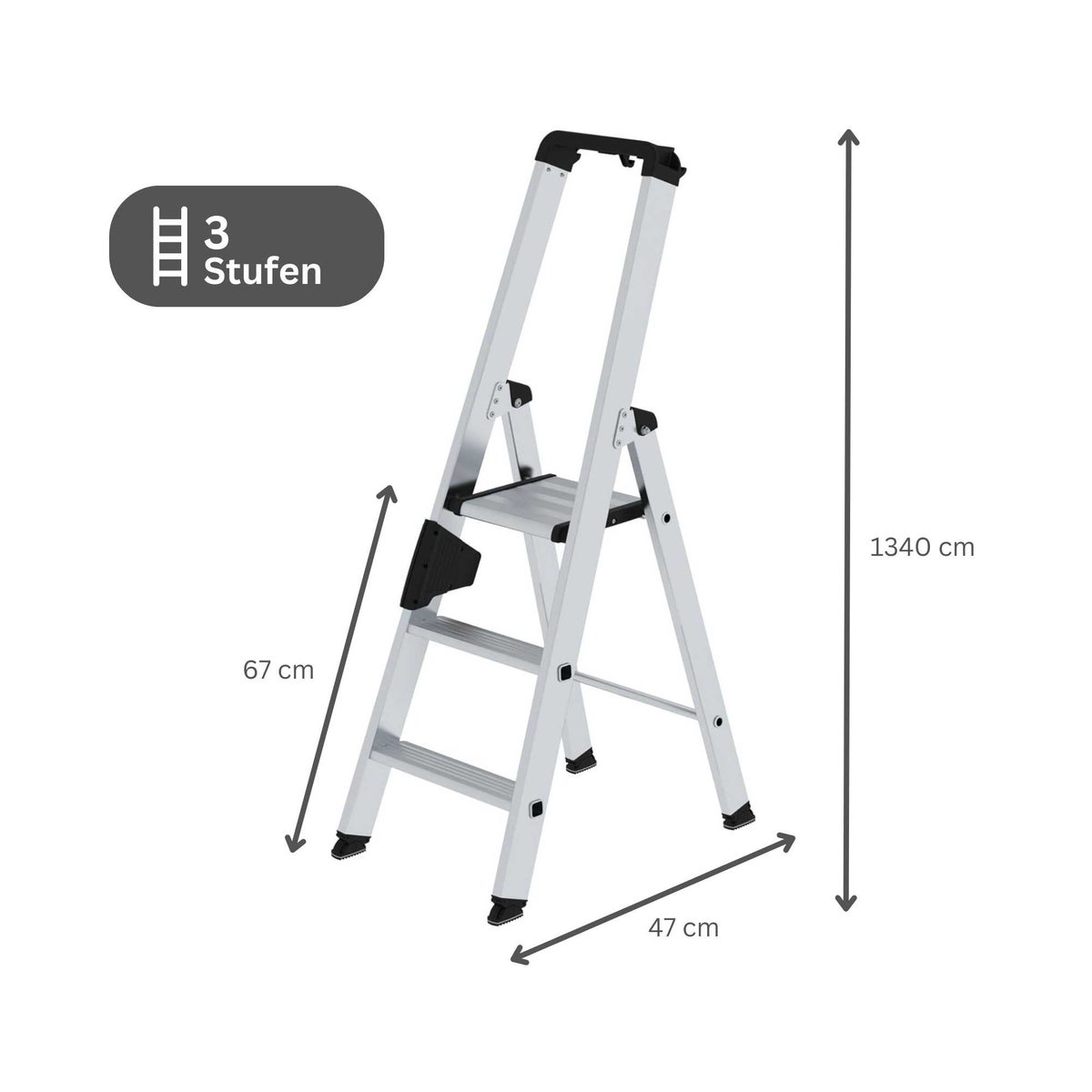 PROREGAL Trapladder, eenzijdige toegang, 3 treden