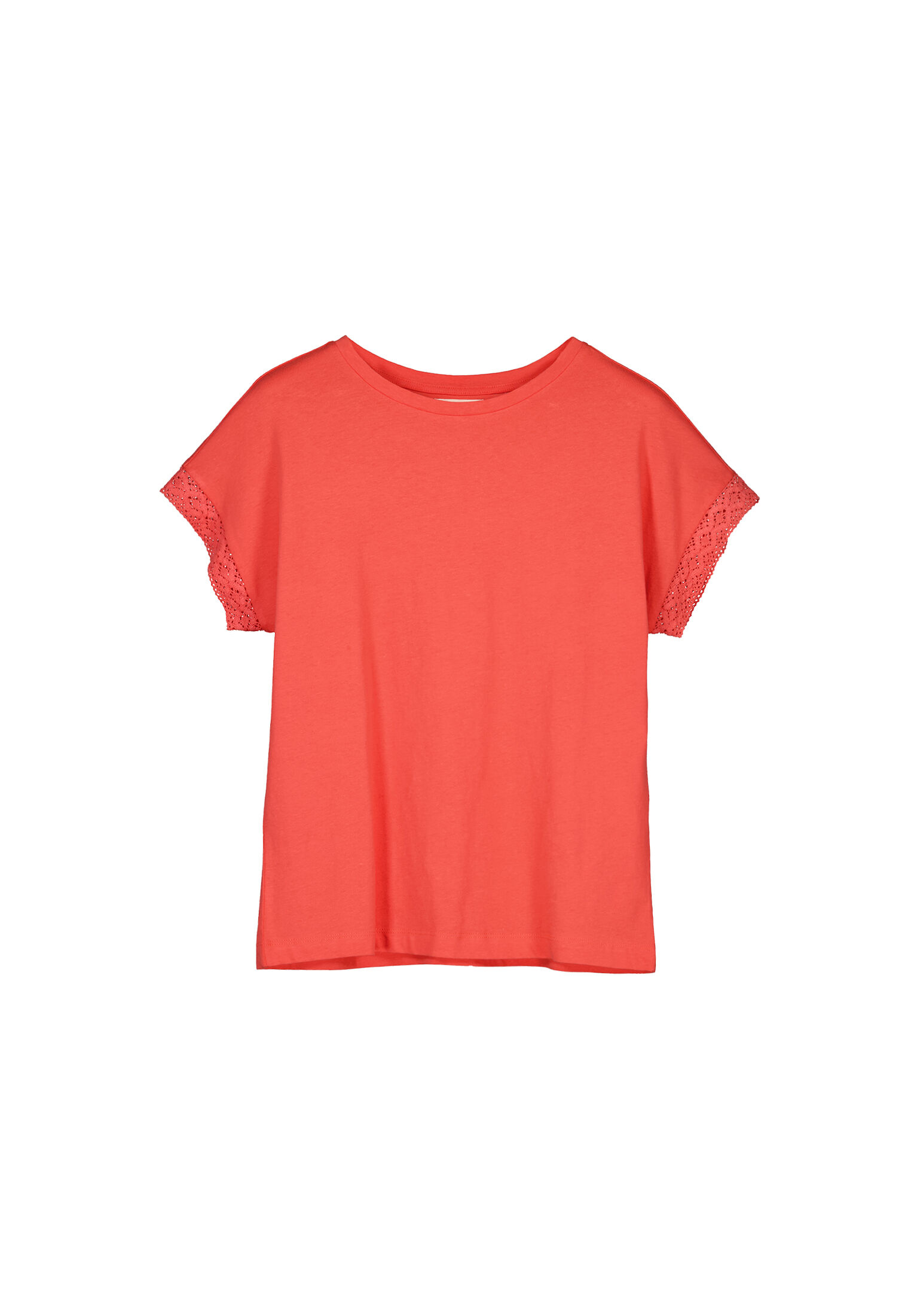Camiseta de crochê com mangas lisas - vermelha