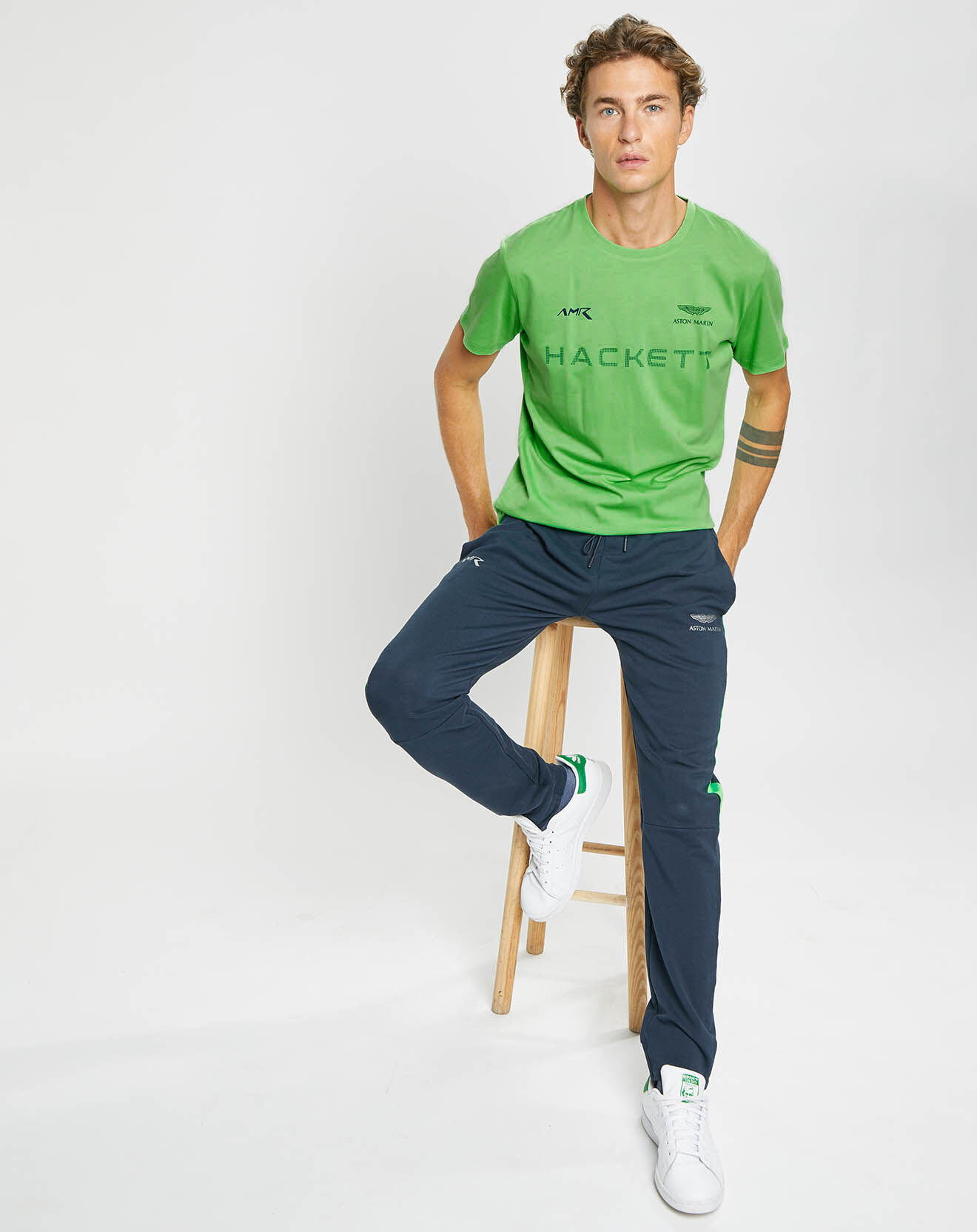 Hackett London T-Shirt Aston Martin Racing vert fluo