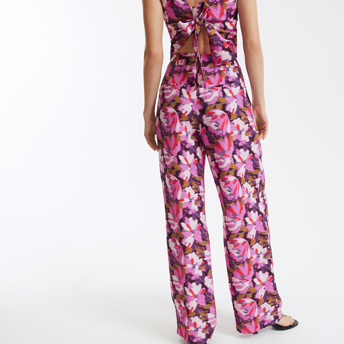 COLEÇÃO LA REDOUTE<br>Calças largas e lisas com estampa floral