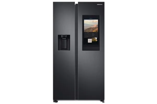 Samsung Family Hub RS6HA8891B1 - Køleskab/fryser - side-by-side med vanddispenser, isdispenser - Wi-Fi - bredde: 91.2 cm - dybde: 71.6 cm - højde: 178 cm - 614 liter - Klasse E - premium sort stål/sort