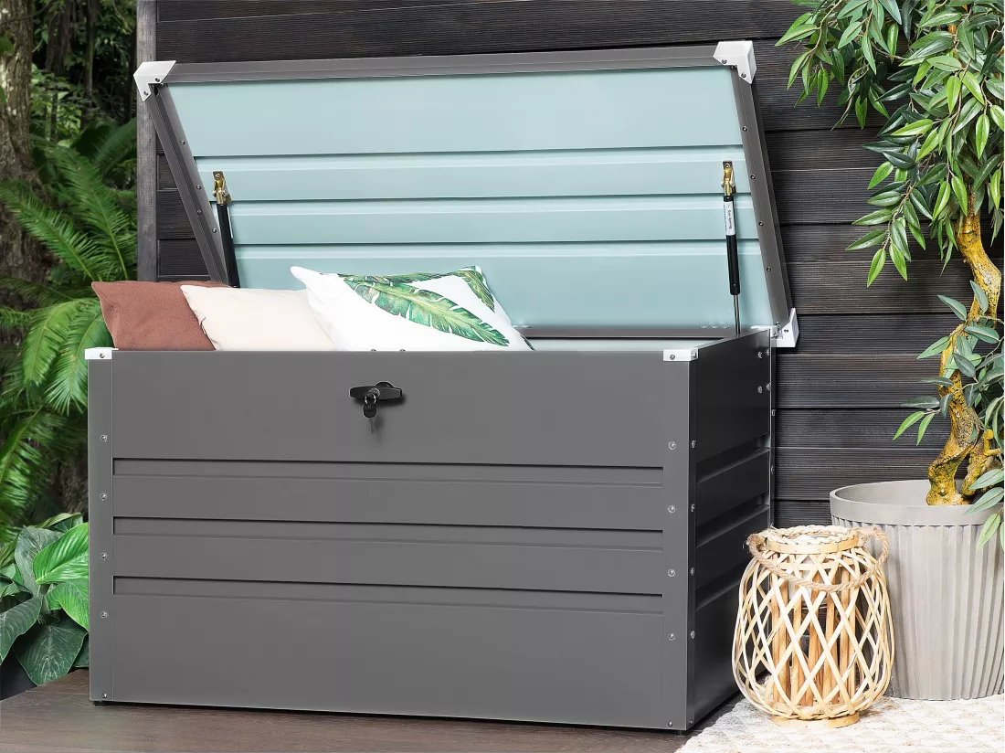 Coffre de rangement CEBROSA Métal 132 cm 62 cm Gris