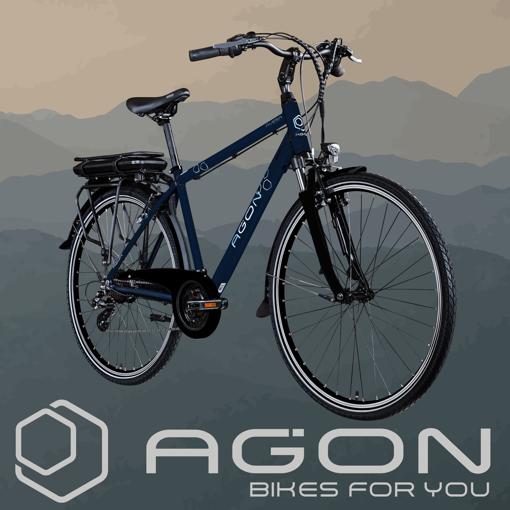 Agon Avesa E Bike Trekkingrad Damen Herren ab 155 cm mit Nabenmotor Pedelec Trekking Fahrrad mit 21 Gang und Beleuchtung StVZO