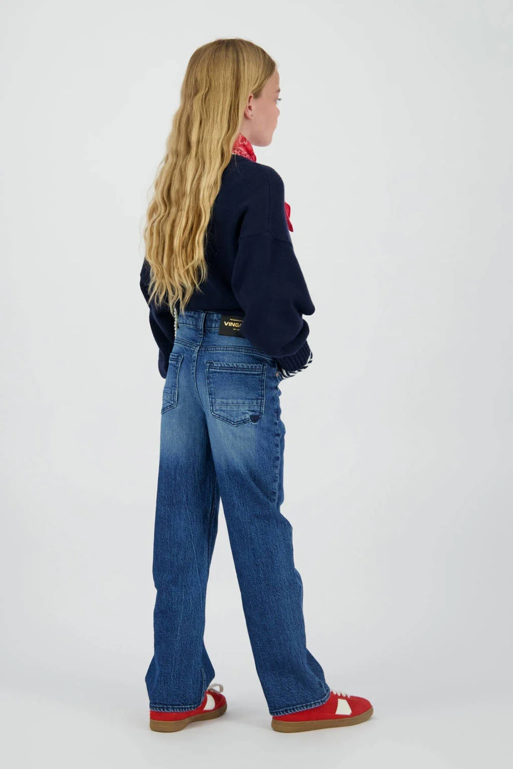 Vingino high waist wide leg jeans dark blue denim