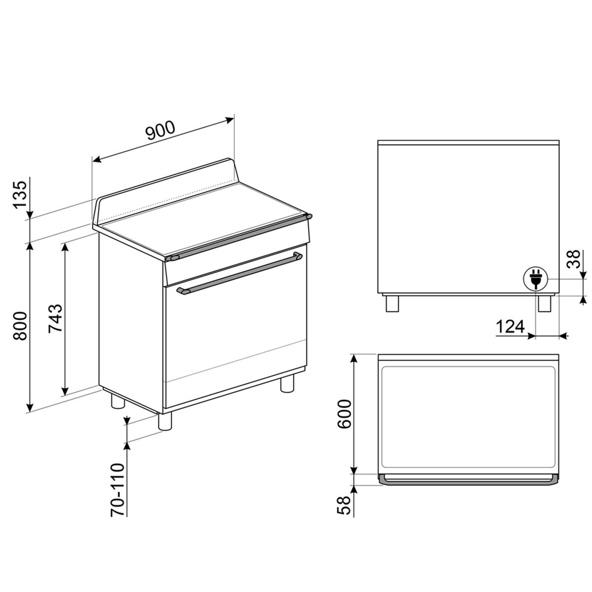 Induksjonskomfyr Victoria TR90IMP 90 cm, creme