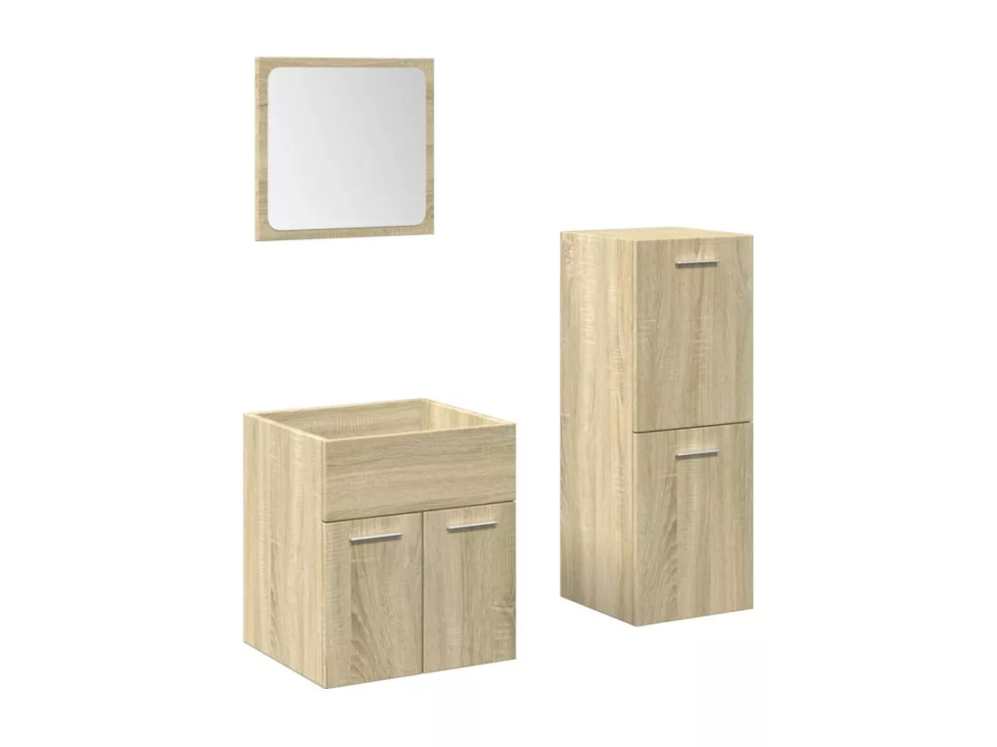 Ensemble de meubles de salle de bain 3 pcs chêne sonoma