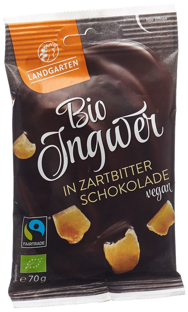 LANDGARTEN Ingwer in Zartbitterschokolade Bio Fairtrade 70 g