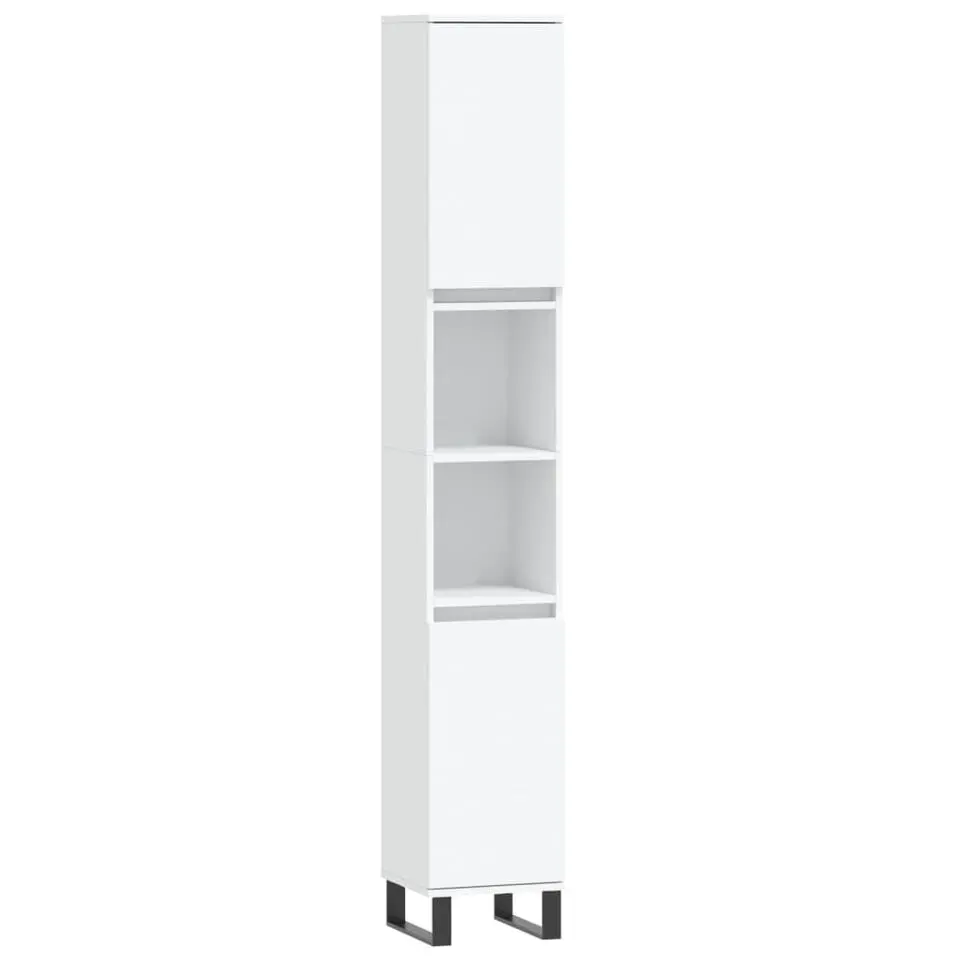 vidaXL - Kolomkast met 2 deuren 2 vakken - Wit - Hout en ijzer - 30x30x190 cm