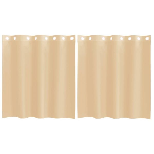 vidaXL Cortinas de Voile com Ilhós 2 Peças Areia - 2526040296
