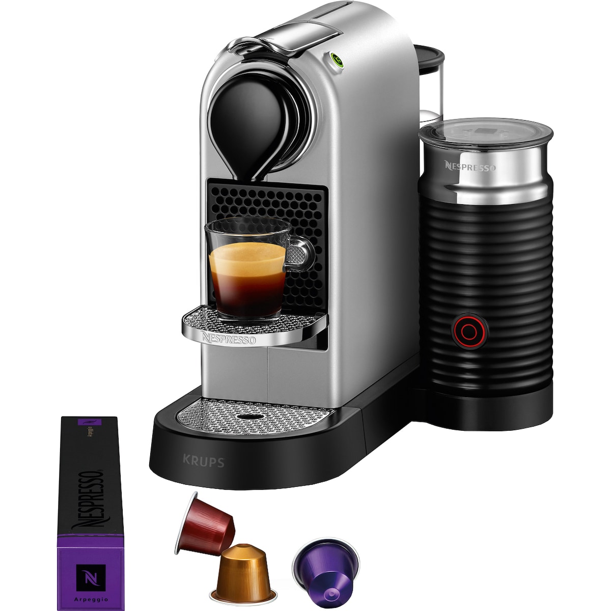 NESPRESSO® CitiZ & Milk kaffemaskin fra Krups, Sølv