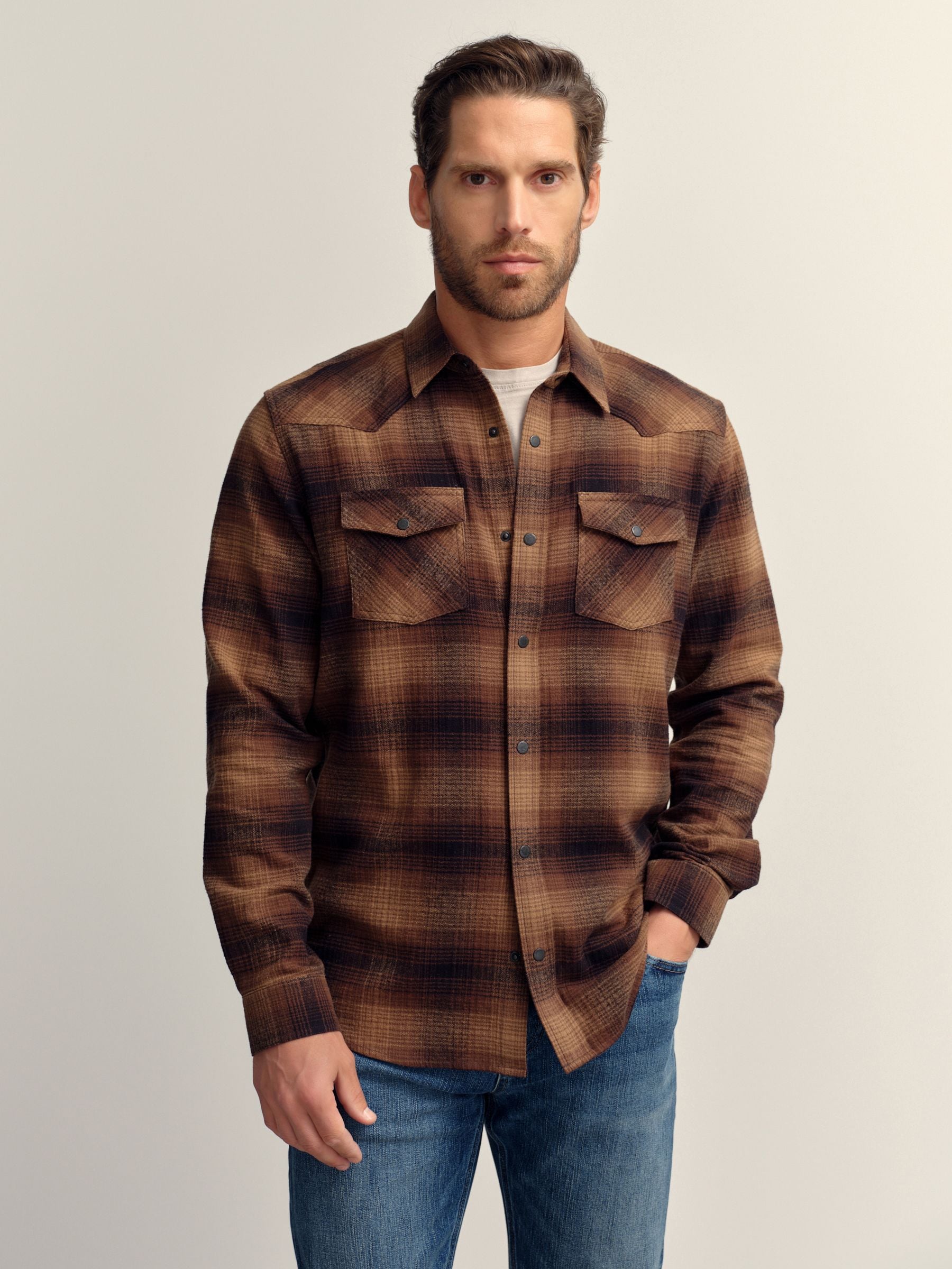 Bruin - Western Style Long Sleeve Check Shirt