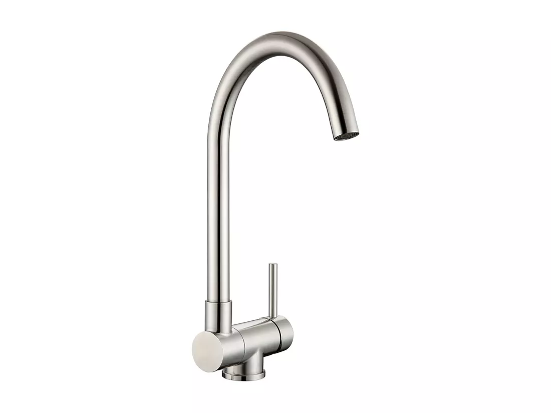 Robinet Cuisine Rabattable Mitigeur d'évier Pivotant 360°Robinetterie Inoxydable Brossé avec barboteur démotable,pour Évier contre fenêtre,EU Modèle