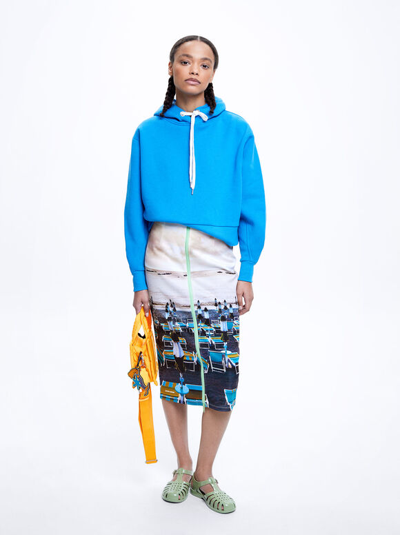 Saia midi estampada - Multicolorida