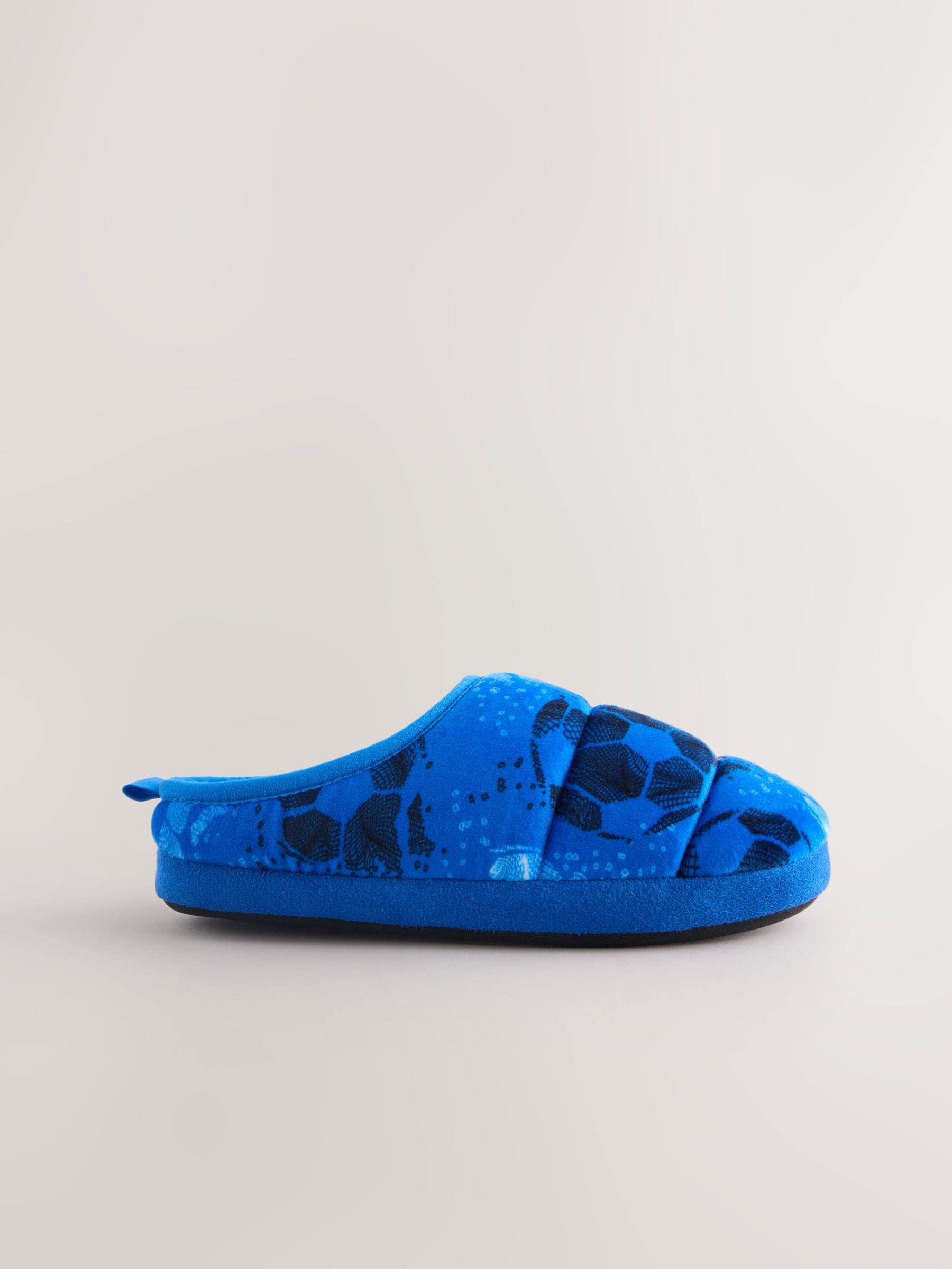 Blauw voetbal - Warme gevoerde pantoffelmuiltjes