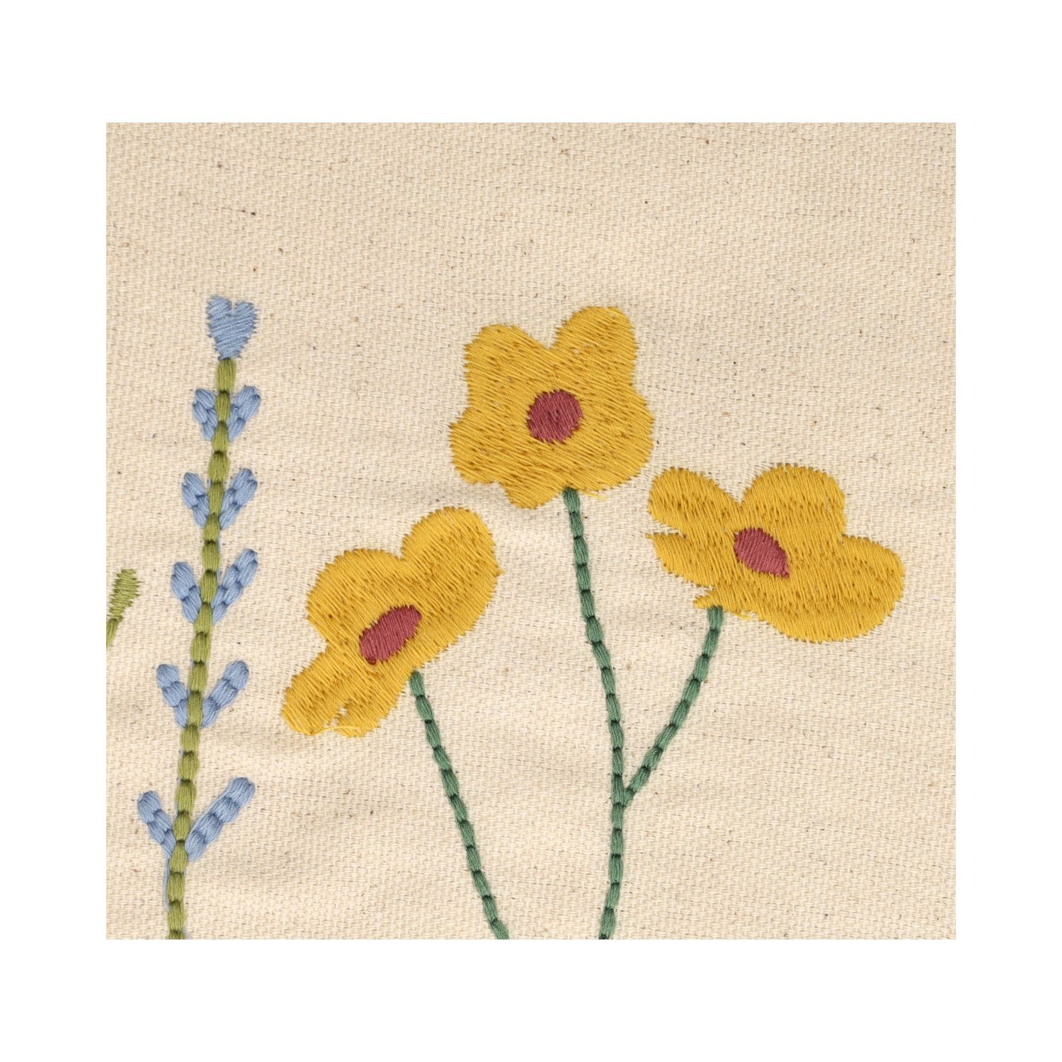 Kussen, bio-katoen, lentebloemen, 30 x 50 cm