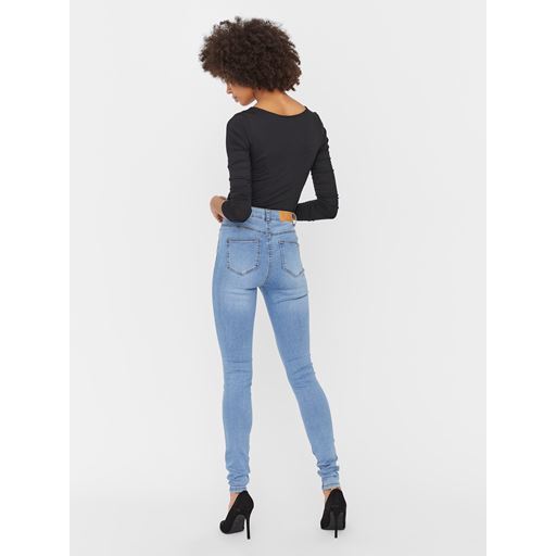 Noisy May Callie Højtaljede Skinny Jeans, Light Blue Denim, W31/L32