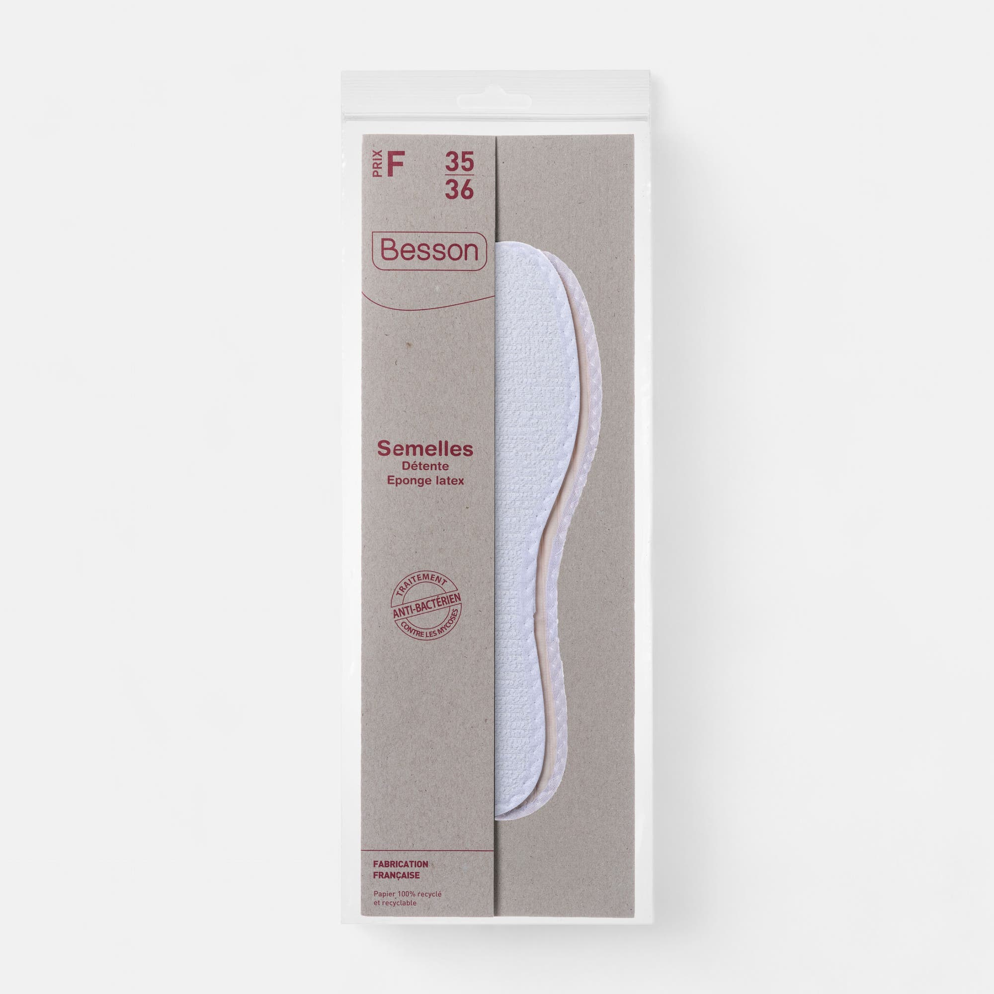Semelles éponge latex 35 36 blanc