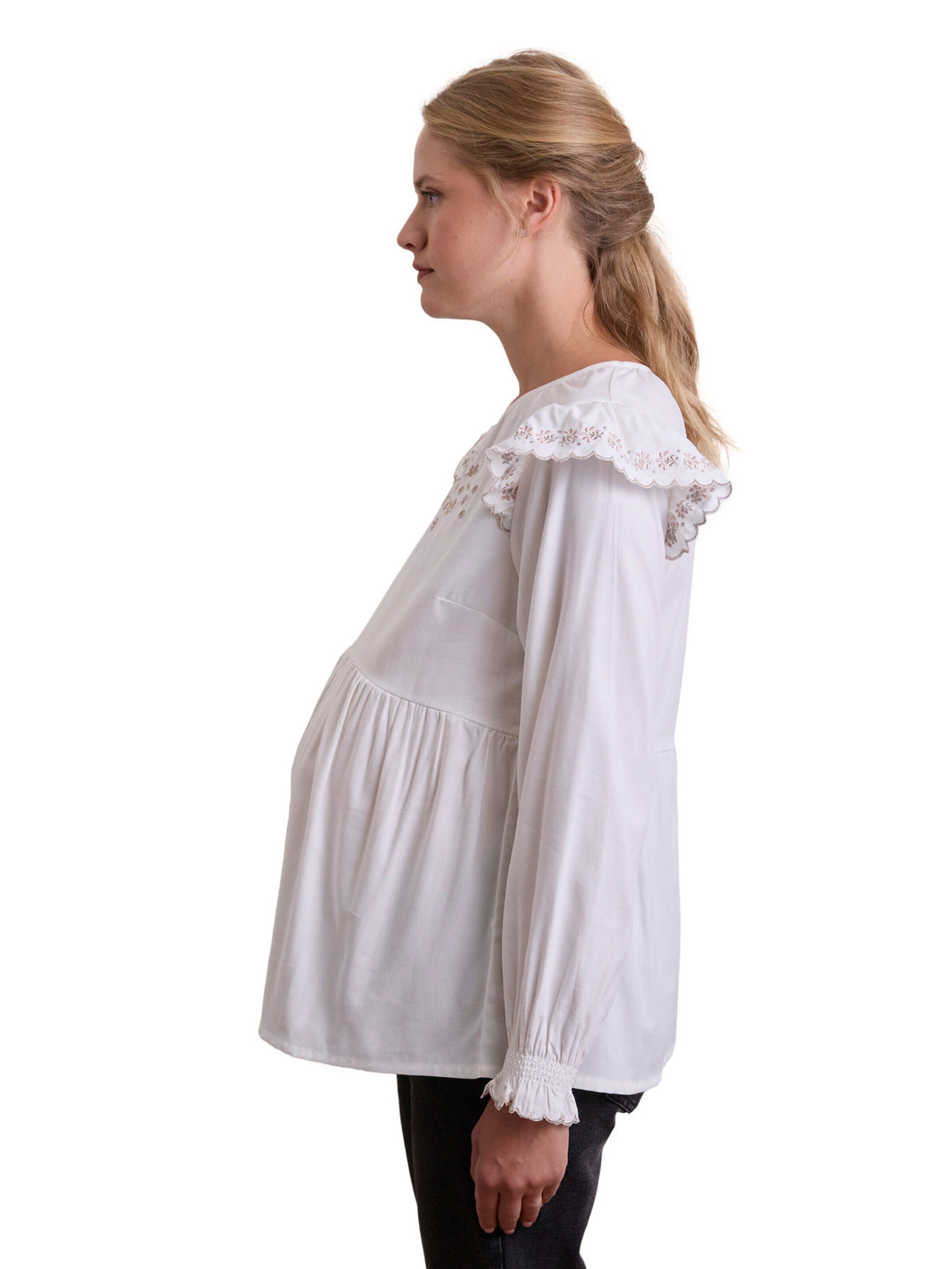 Vertbaudet Festliche Umstandsbluse Baumwolle/Viskose wollweiß