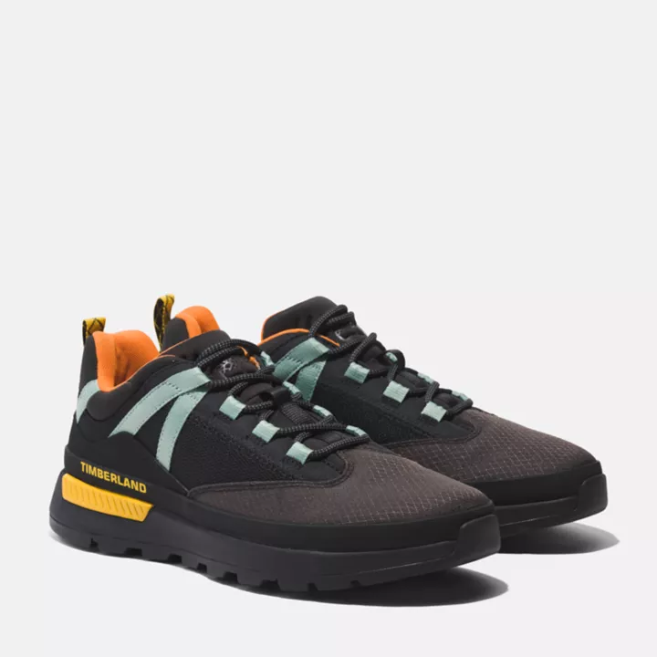 Basket basse à lacets Euro Trekker pour homme en noir/jaune