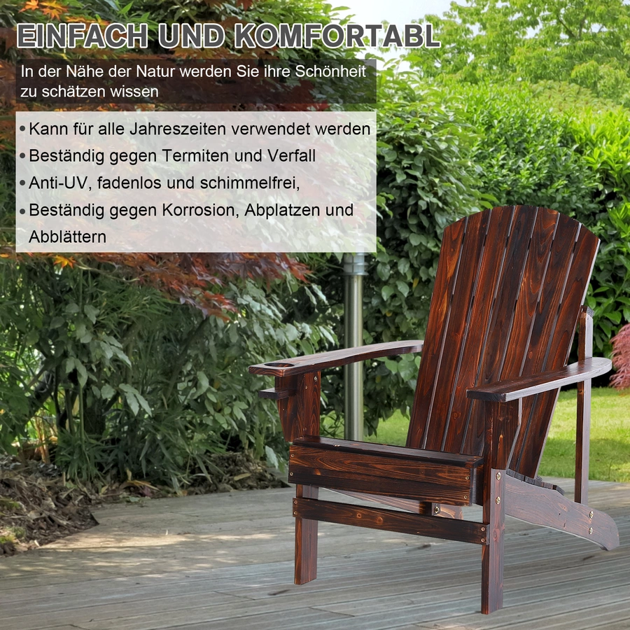Outsunny Gartenstuhl aus Massivholz braun