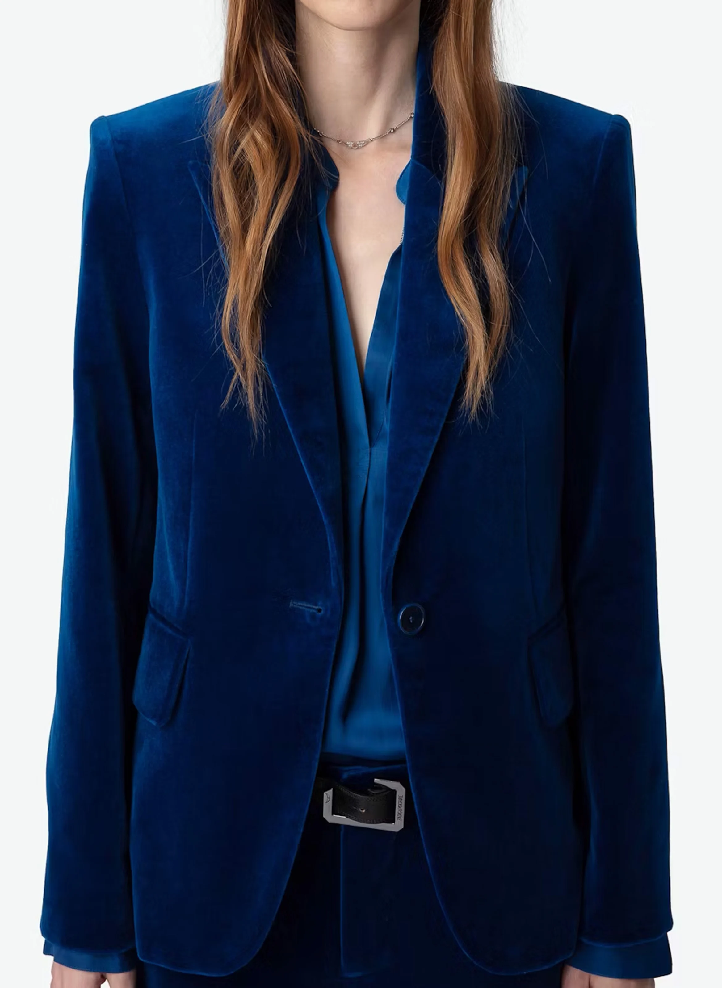 VAVY - Blazer velours en coton | Bleu