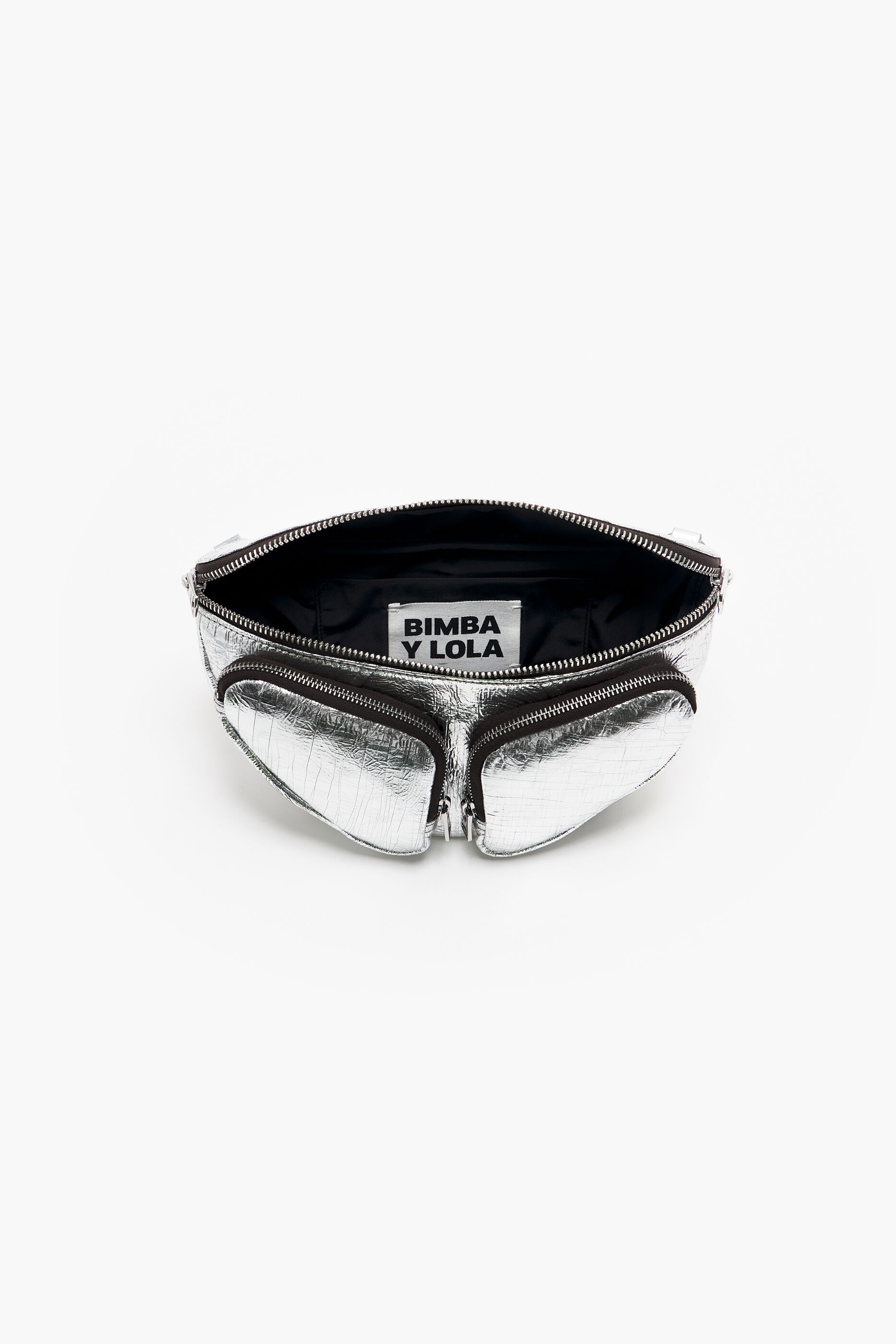 Pochete Pocket S em couro prateado