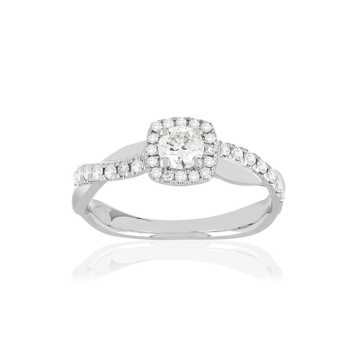 Bague or blanc 750 diamants synthétiques 0.50 carat