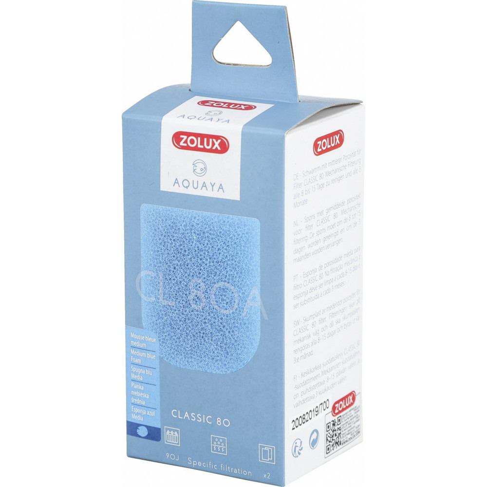Filtre pour pompe classic 80, filtre cl 80 a mousse bleue medium x2. Pour a
