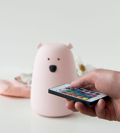 Rabbit & Friends Lampe - Stor Bj?rn m. Fjernbetjening - Hvid