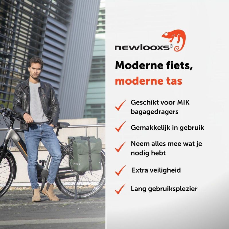 New Looxs Odense Dubbele Fietstas MIK - 39 Liter - Groen