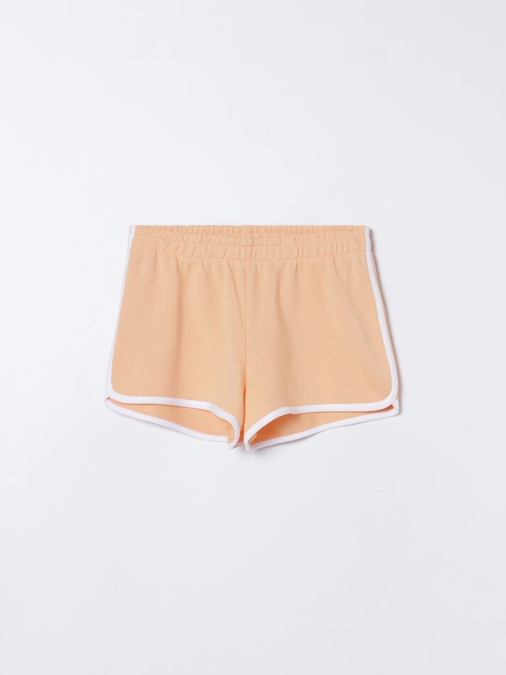 Conjunto de 4 shorts básicos de fleece com detalhes - Laranja Claro