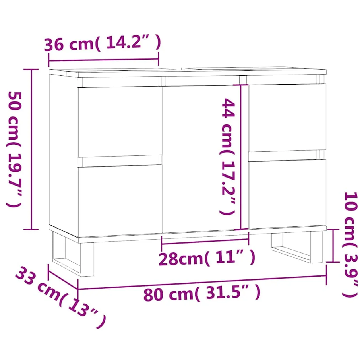VidaXL Armoire Blanc Brillant 80 cm