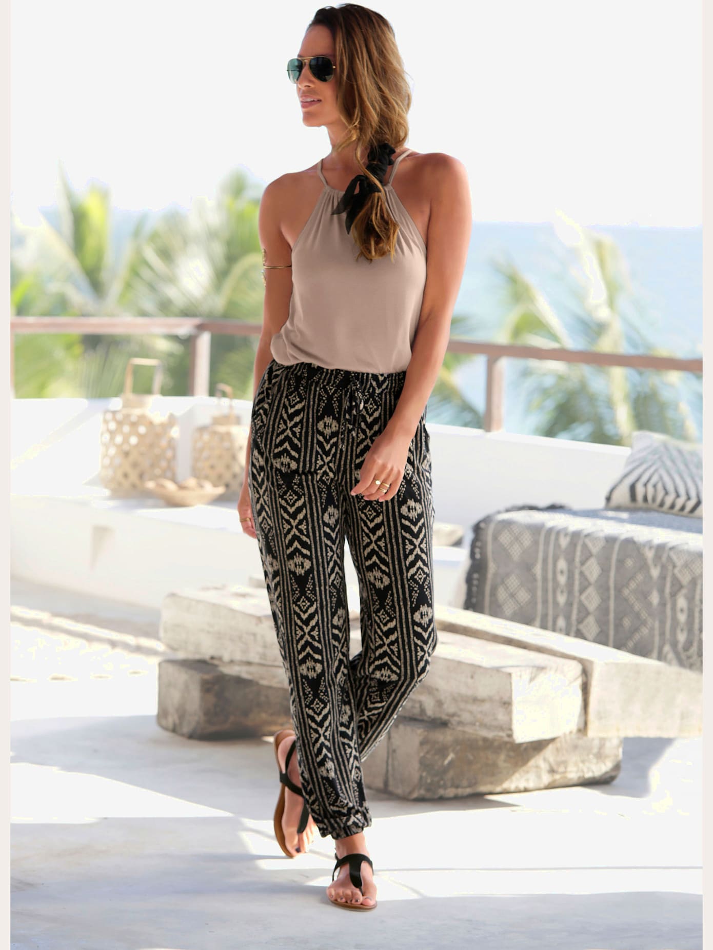 Pantalon en jersey pantalon de plage léger à la coupe décontractée